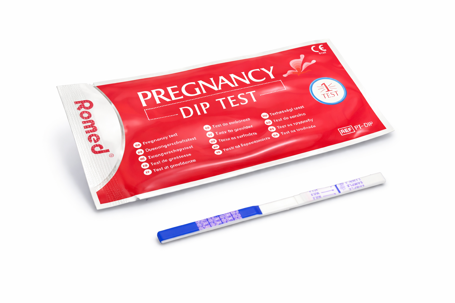 Romed pregnancy tests, dip test, bulk packing, PT-DIP1000